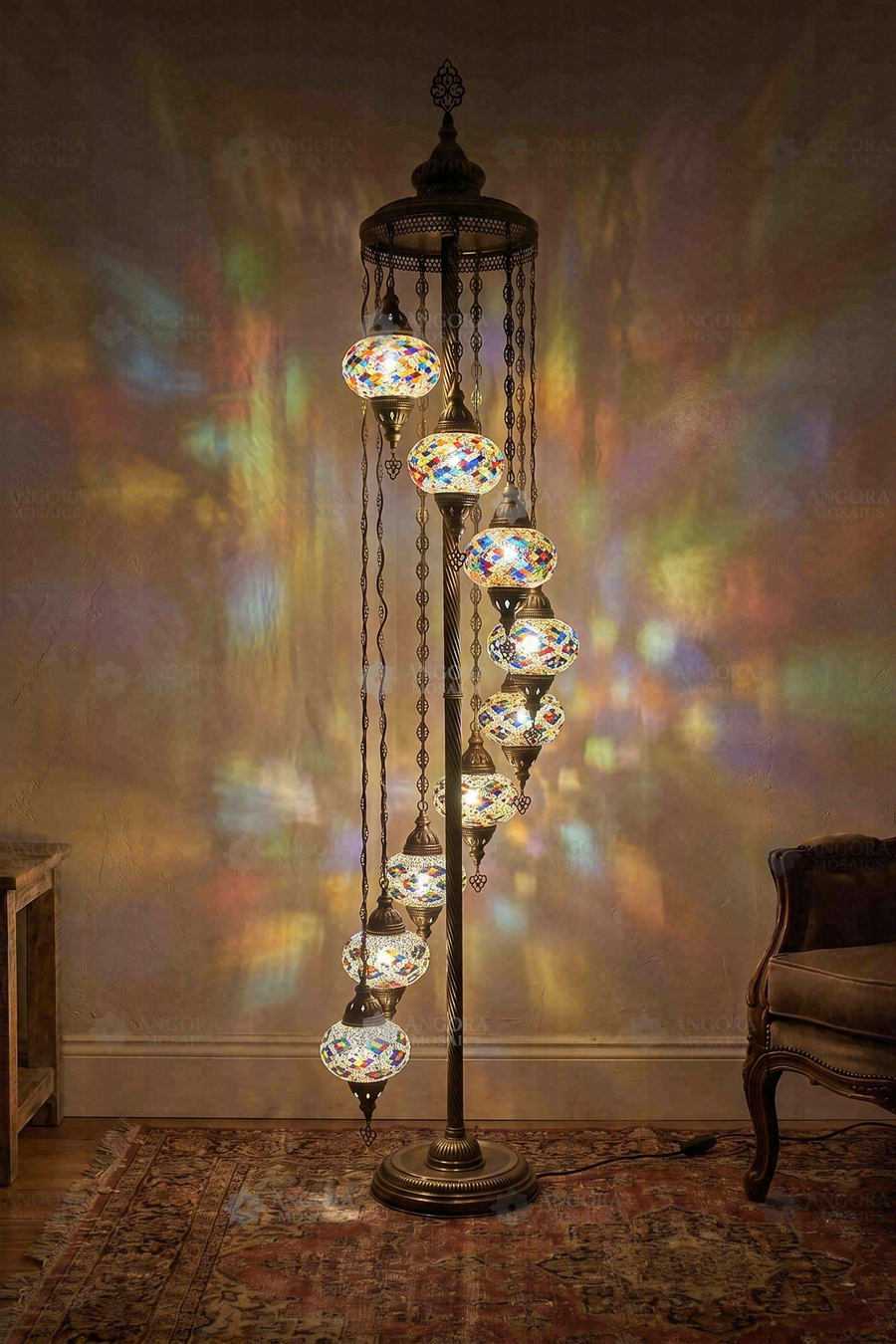 Multicolor 9-Globe Floor Lamp