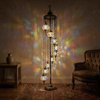 Multicolor multicolor jewel Turkish mosaic floor lamp in styled room — handmade Moroccan floor lamp (LMD9N3 (3002))