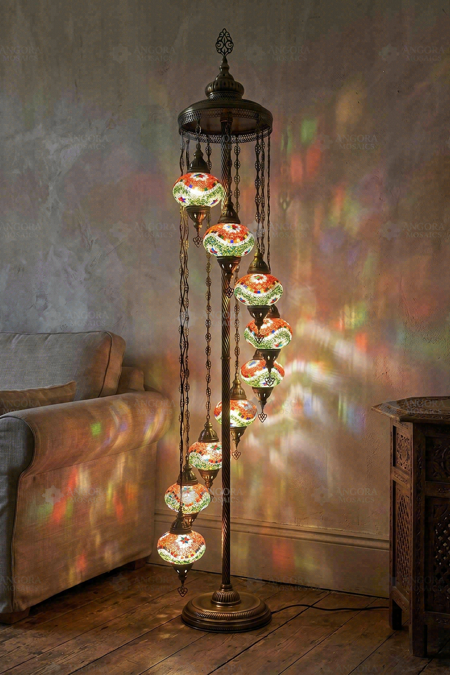 Multicolor 9-Globe Floor Lamp