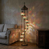 Multicolor multicolor jewel Turkish mosaic floor lamp in styled room — handmade Moroccan floor lamp (LMD9N3 (3004))
