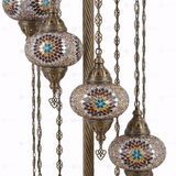 Close-up of Multicolor multicolor jewel mosaic glass globe pattern — floor lamp (LMD9N3 (3018))