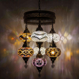 Multicolor multicolor jewel Turkish mosaic chandelier in styled room — handmade Moroccan chandelier (SLT7N3 (12-13-36-43-64-87-88))
