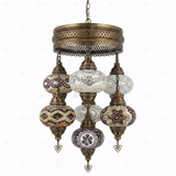 Full view of handmade Multicolor multicolor jewel Turkish mosaic chandelier on white background (SLT7N3 (12-13-36-43-64-87-88))