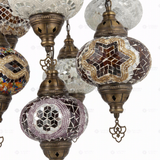 Close-up of Multicolor multicolor jewel mosaic glass globe pattern — chandelier (SLT7N3 (12-13-36-43-64-87-88))