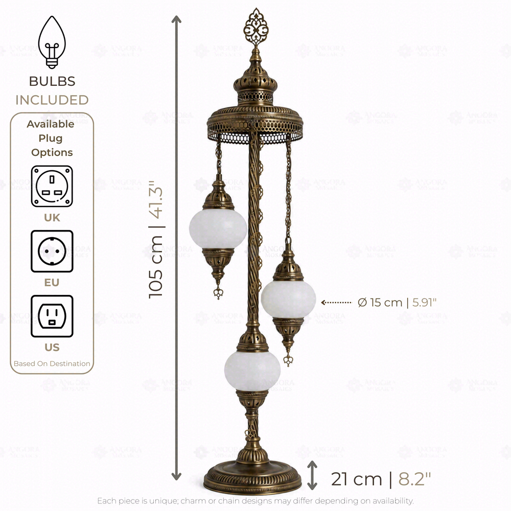 Multicolor 3-Globe Floor Lamp, dimensions