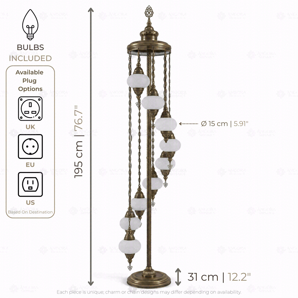 Multicolour 9-Globe Floor Lamp, dimensions
