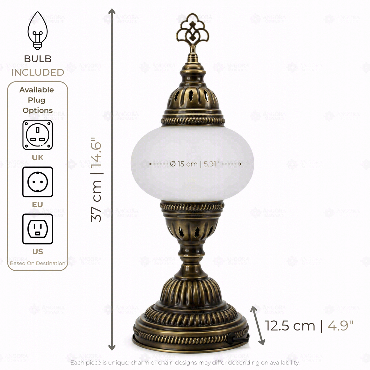 Green Classic Table Lamp, dimensions